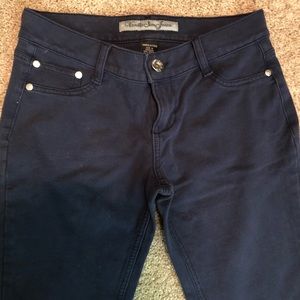 Navy Blue Stretch Cotton Skinny Pants